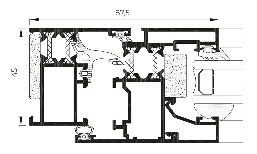 Sezione tecnica COR 3000 - finestre in alluminio e PVC Cortizo