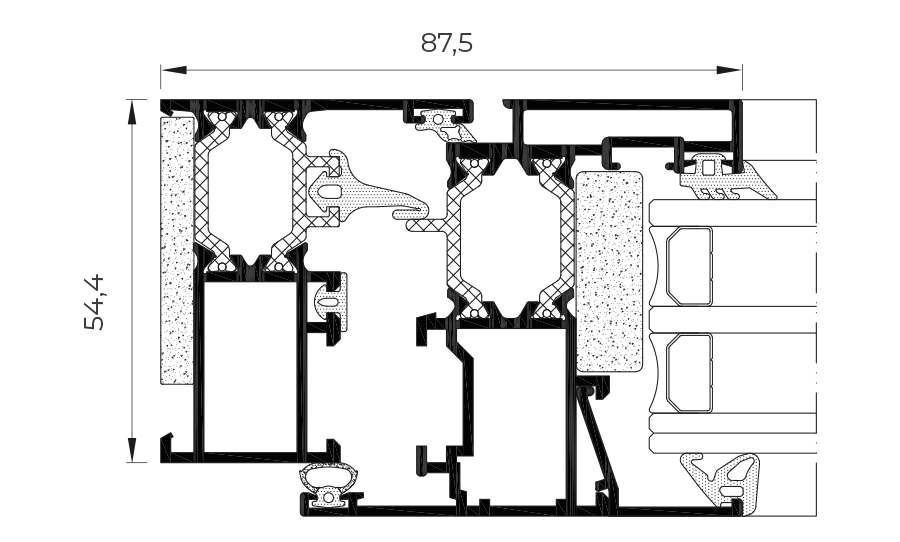 Sezione tecnica COR 3500 - finestre in alluminio e PVC Cortizo