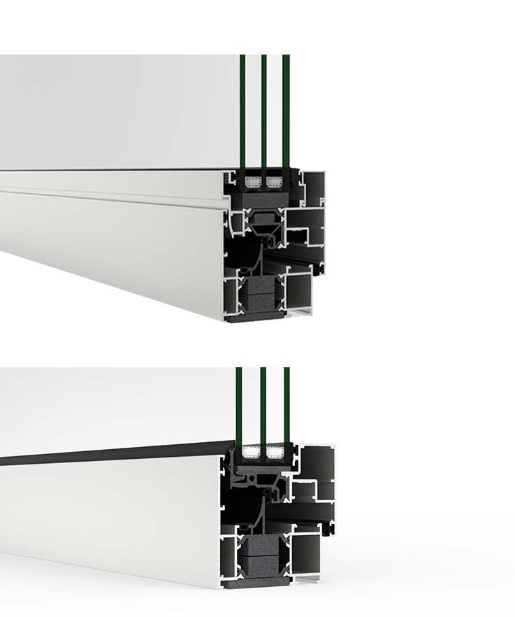 COR 70 Evolution detalle de sección - finestre in alluminio e PVC Cortizo