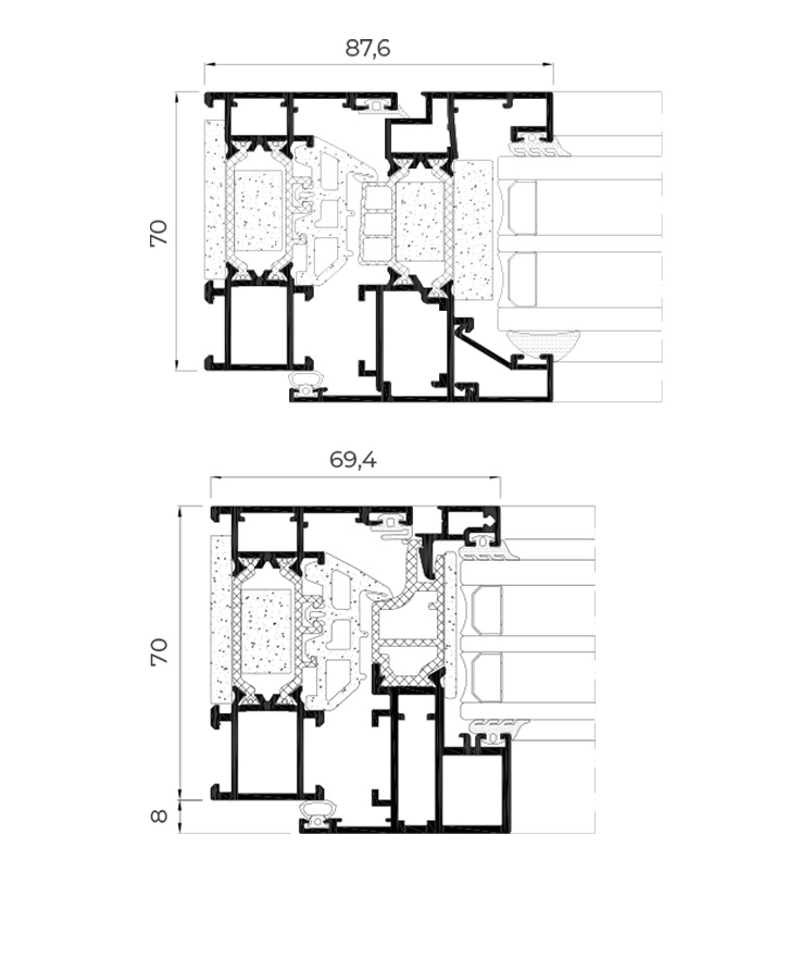 COR 70 Industrial - finestre in alluminio e PVC Cortizo