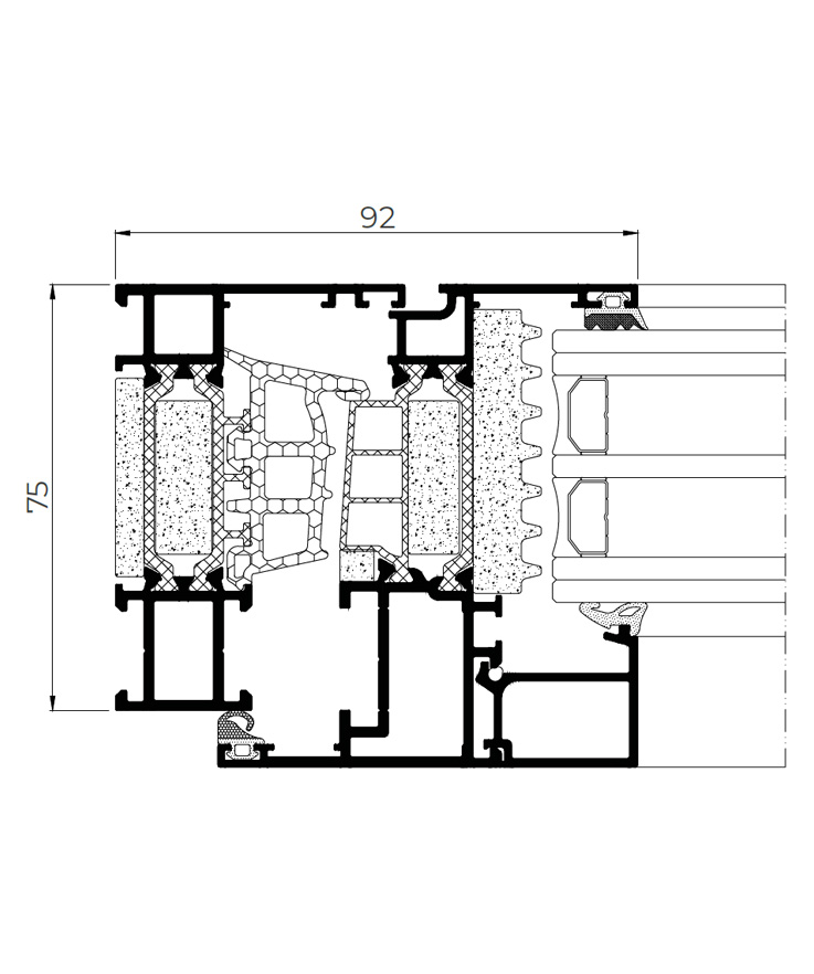 Dettaglio finestra COR 75 Performance - finestre in alluminio e PVC Cortizo