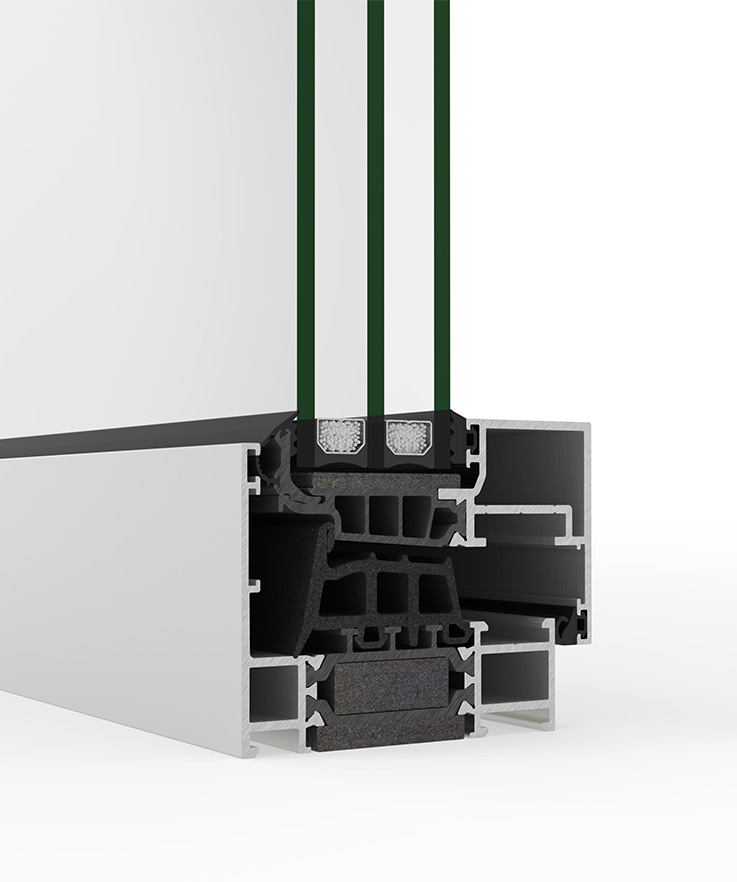 Finitura COR 75 Performance anta nascosta - finestre in alluminio e PVC Cortizo
