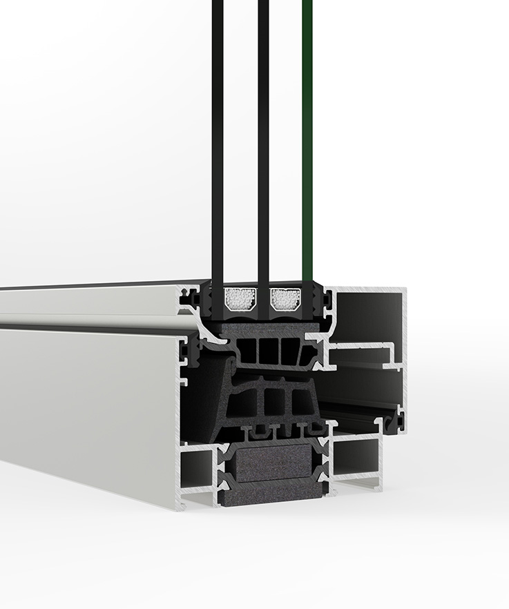 Dettaglio COR 75 Performance anta nascosta - finestre in alluminio e PVC Cortizo
