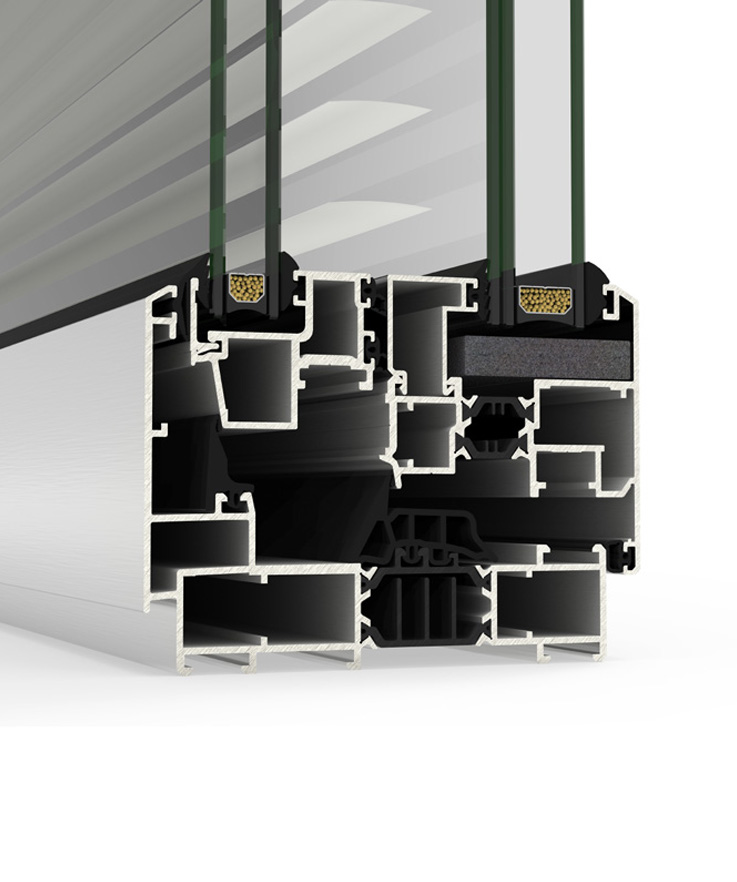 Dettaglio di sezione COR Urban C16 - finestre in alluminio e PVC Cortizo