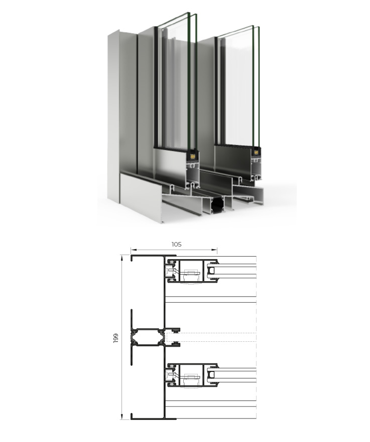 5000 scorrevole - finestre in alluminio e PVC Cortizo