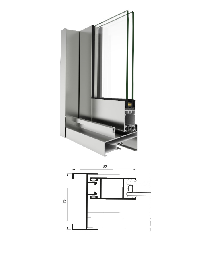 5000 scorrevole - finestre in alluminio e PVC Cortizo