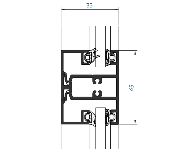 Design 35 Divisorio interno - finestre in alluminio e PVC Cortizo