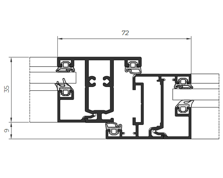 Design 35 Divisorio interno - finestre in alluminio e PVC Cortizo