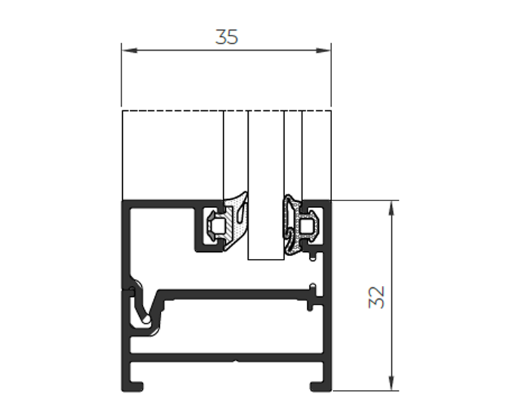 Design 35 Divisorio interno - finestre in alluminio e PVC Cortizo