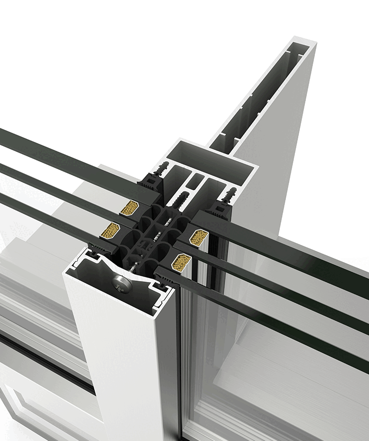 Facciata Equity - finestre in alluminio e PVC Cortizo