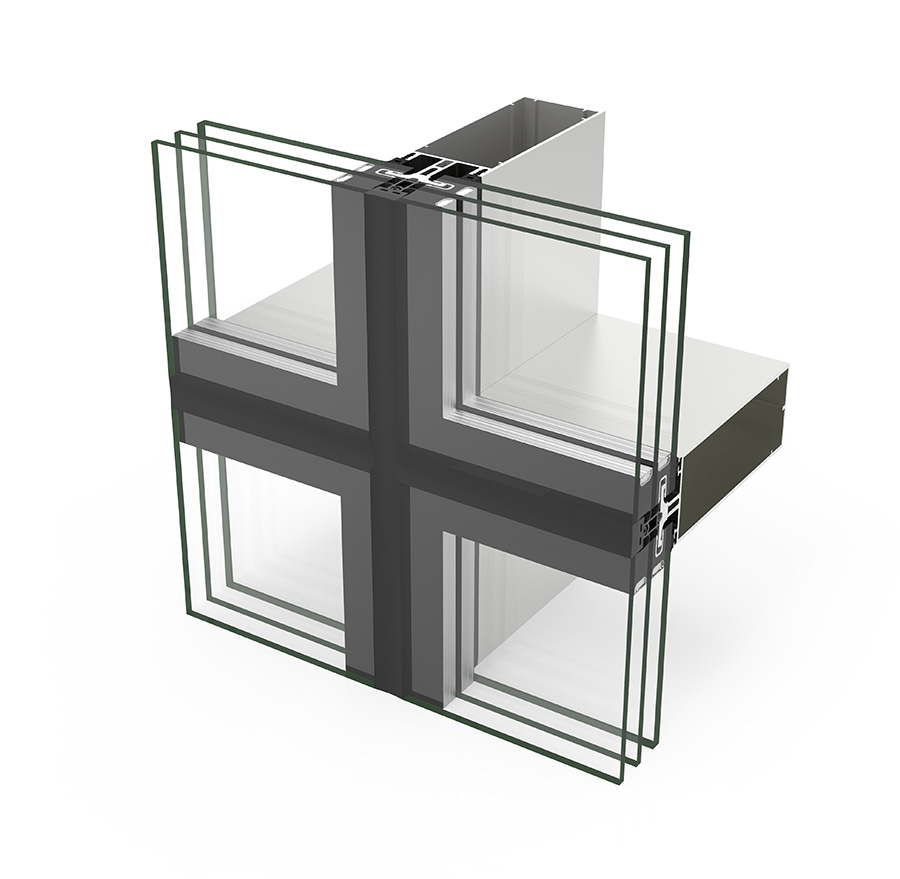Facciata SG 62 - finestre in alluminio e PVC Cortizo