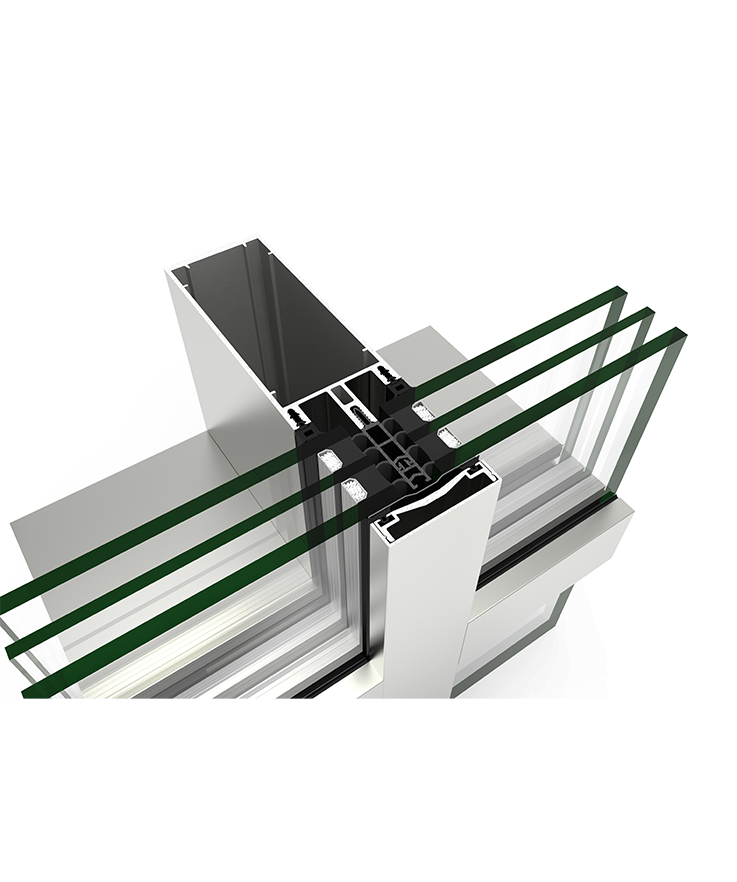 Facciata TP 62 - finestre in alluminio e PVC Cortizo