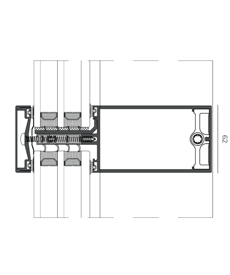 Facciata TPH 62 - finestre in alluminio e PVC Cortizo