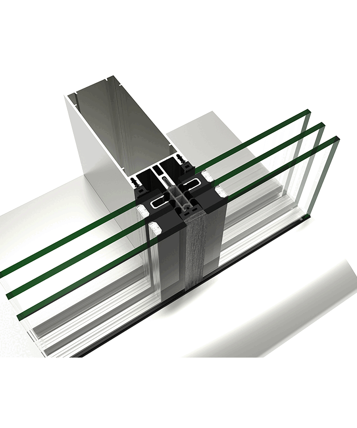Facciata TPH 62 - finestre in alluminio e PVC Cortizo