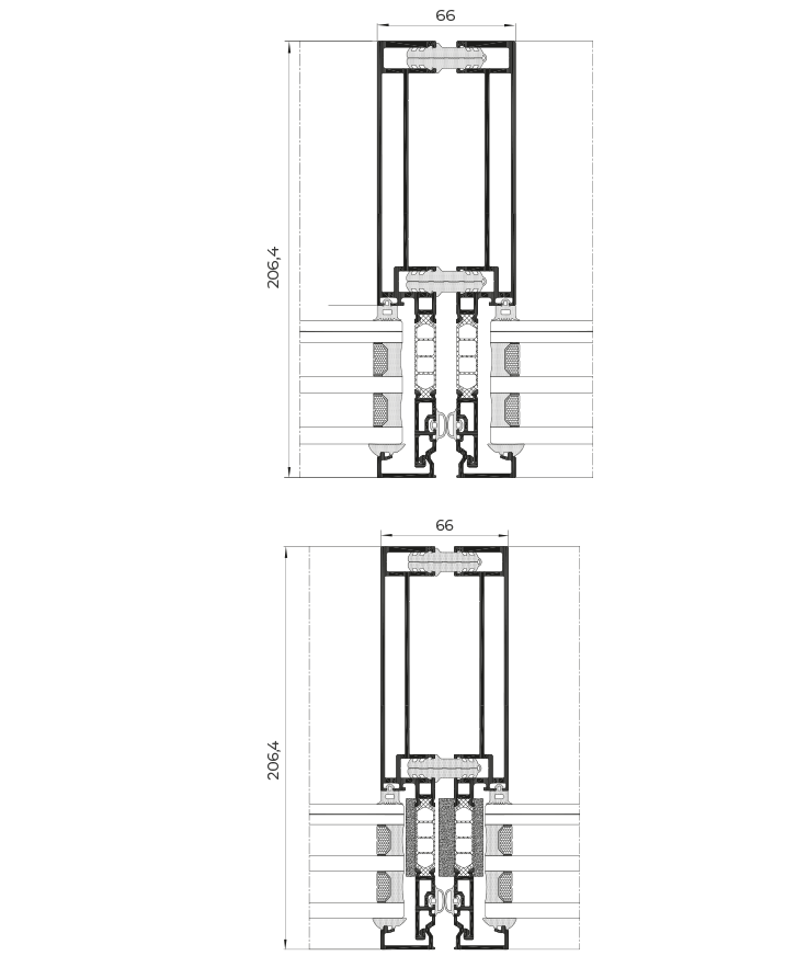 Facciata modulare Unit 66 - finestre in alluminio e PVC Cortizo